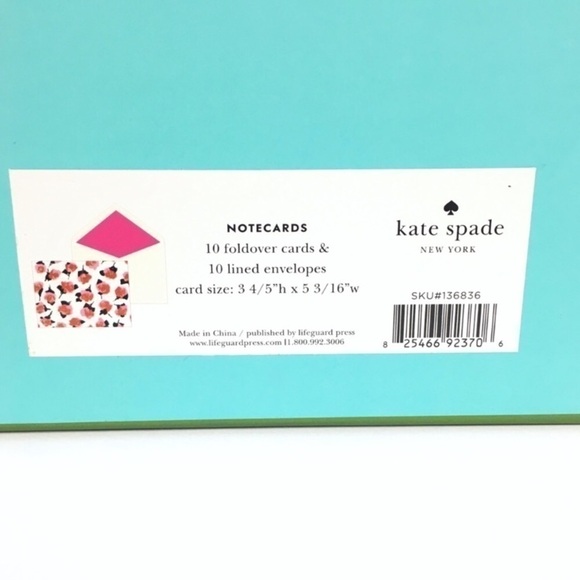 KATE SPADE 10 Notecards Roses Flowers Lined Envelopes Foldover Cards Stationery - Picture 4 of 5